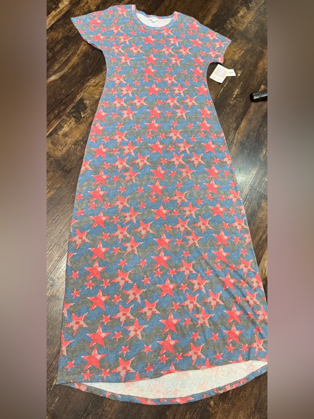 NWT LuLaRoe Maria Maxi Dress Americana Flag Stars Patriotic Size Medium